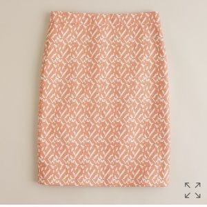J Crew Embroidered Ikat Orange Dot Mosaic Pencil Skirt